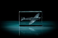 Spitfire 3D Laser Etched Crystal Cube - Medium