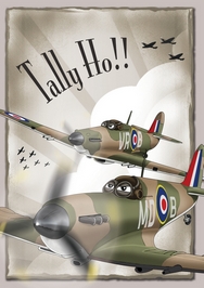Tally Ho Spitfire Greetings Card